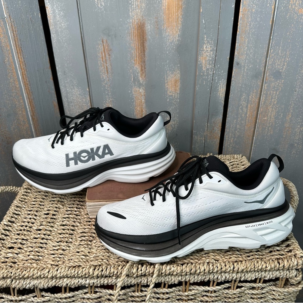 HOKA Men's Bondi 8 Sneakers White Black Sz 11.5 - Picture 10 of 15